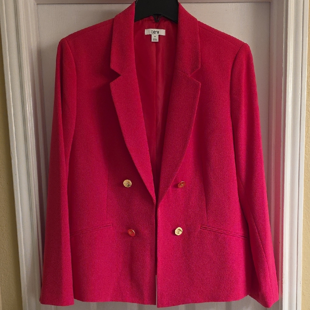 Bar III Women's Bold Pink Blazer with Gold Buttons